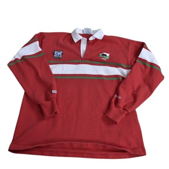 Barbarian Rugby Wear Wales Long Sleeve Striped Red Polo Athletic XXL - Picture 1 of 8